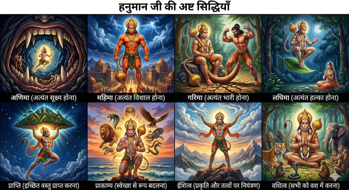 हनुमान जी की 8 सिद्धियां: इनके नाम और चमत्कारी शक्तियों का पूरा विवरण
