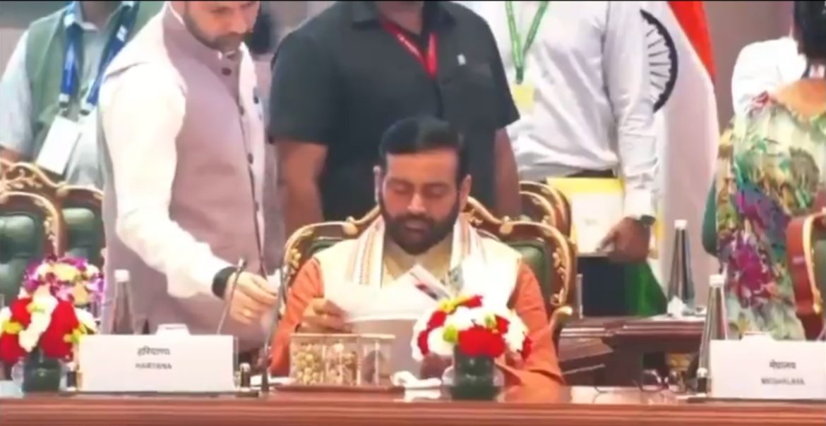 नायब सिंह सैनी पहुंचे भारत मंडपम, विकसित भारत के वित्तपोषण पर मंथन