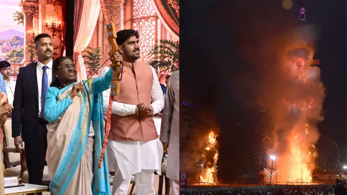 दशहरा 2026: राष्ट्रपति द्रौपदी मुर्मु ने दिल्ली में किया रावण दहन, धर्म और न्याय की जीत का दिया संदेश
